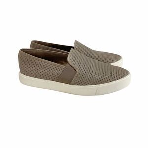 Vince Blair Perforated Leather Slip-On Sneakers Taupe 7.5
